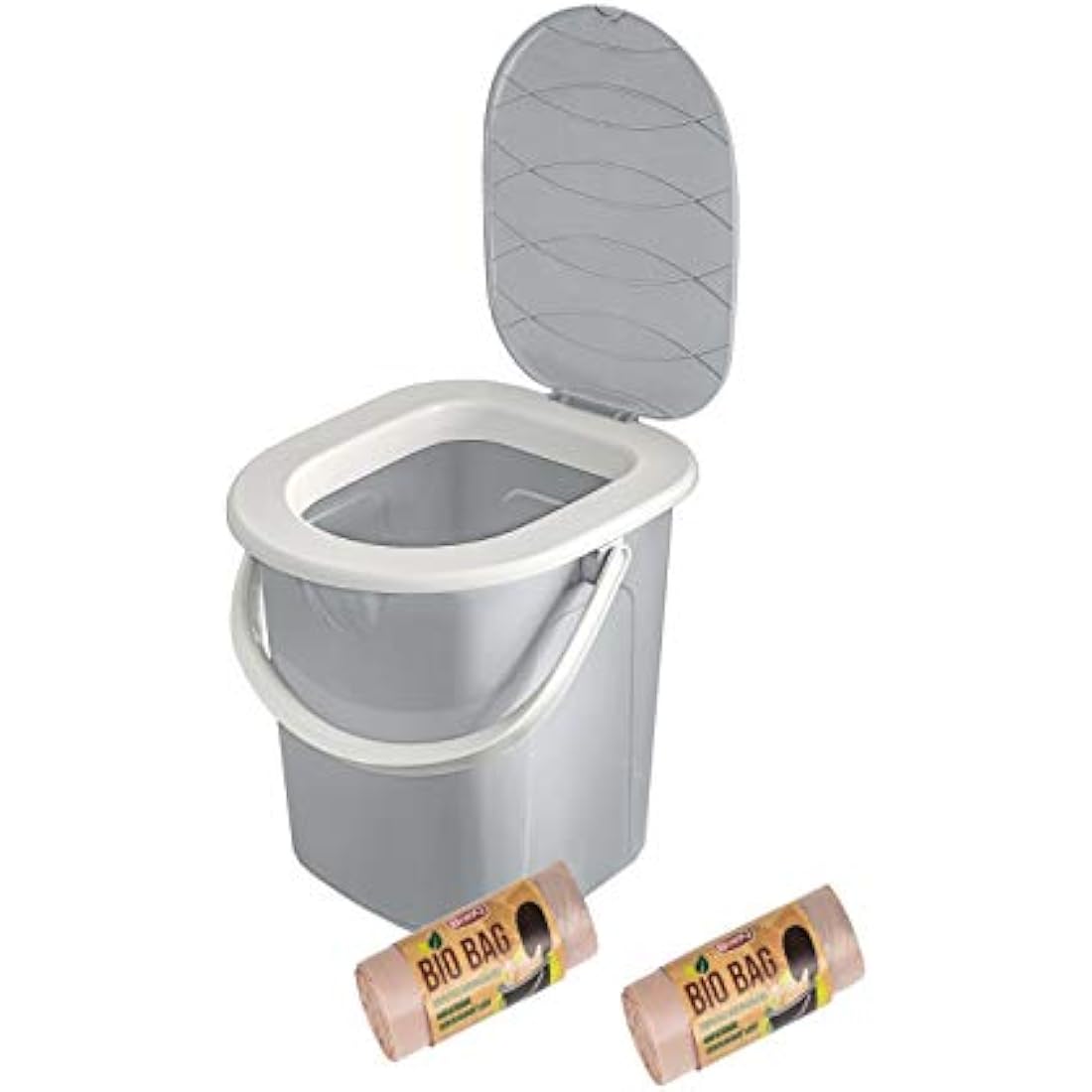 BranQ Mobile Camping Toilet 22L with 40 Organic Bags – Light Grey