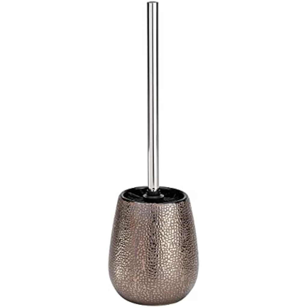 WENKO Marrakesh Toilet Brush and Holder – Brown Ceramic Bathroom Set