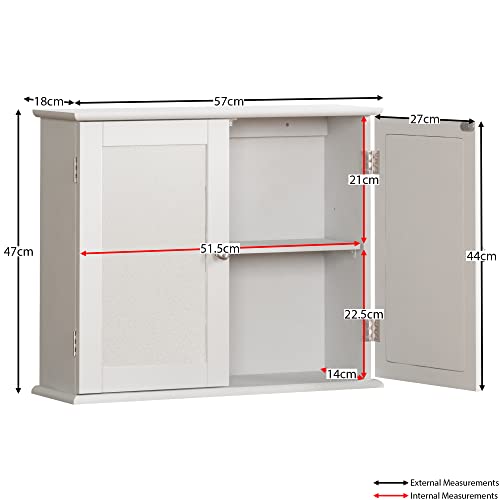 Bath Vida Priano Mirrored Bathroom Cabinet | 2 Door Wall Mounted White