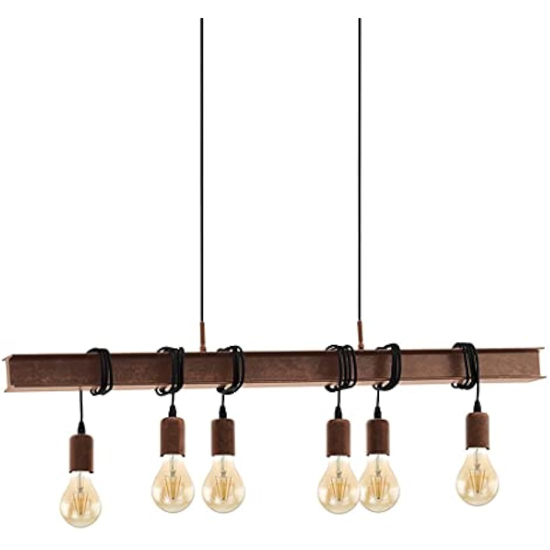 Eglo Townshend 6-Light Industrial Pendant Lamp | Antique Brown Steel
