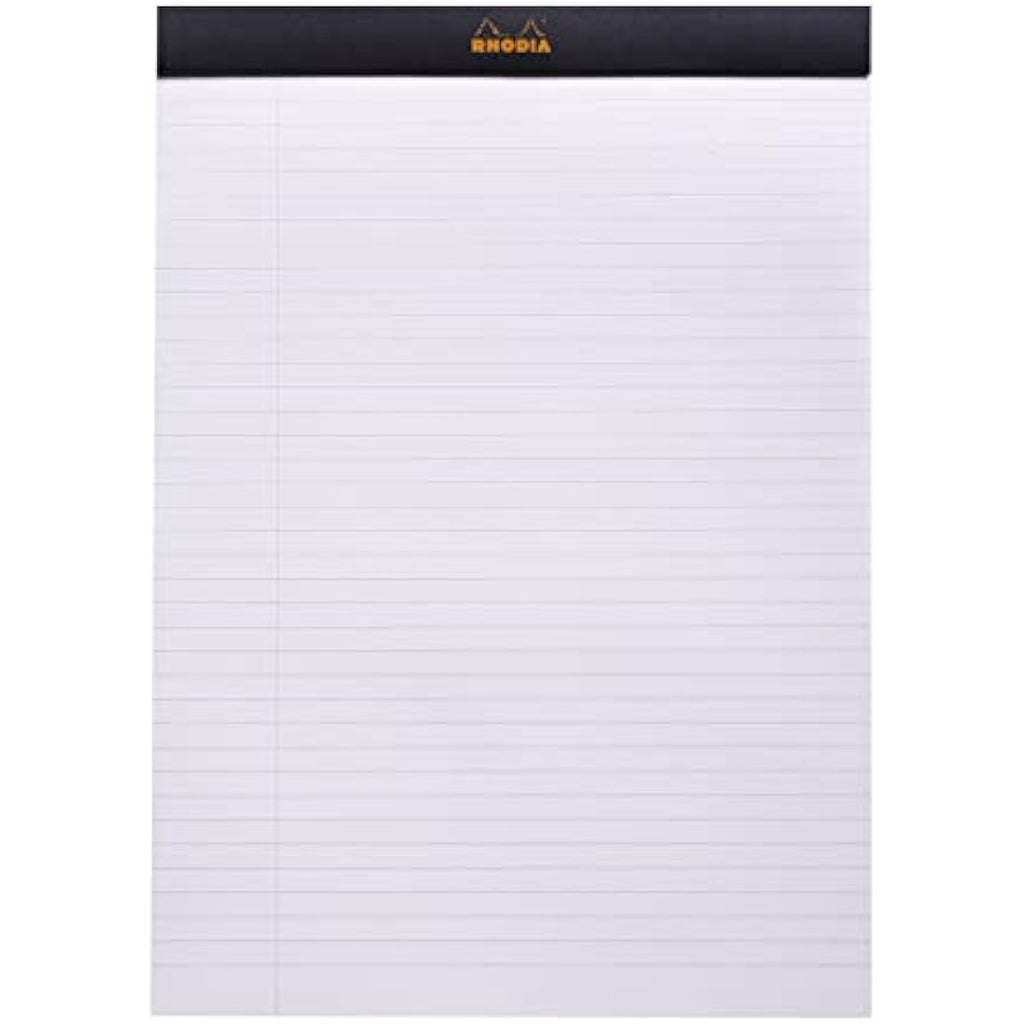 Rhodia N°18 Stapled Notepad – A4 Lined White Paper, Black Cover (5 Pack)