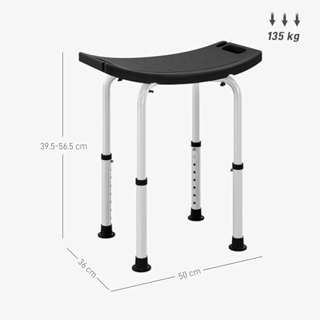 Jolof Store Height Adjustable Shower Stool – Non-Slip Aluminium Chair