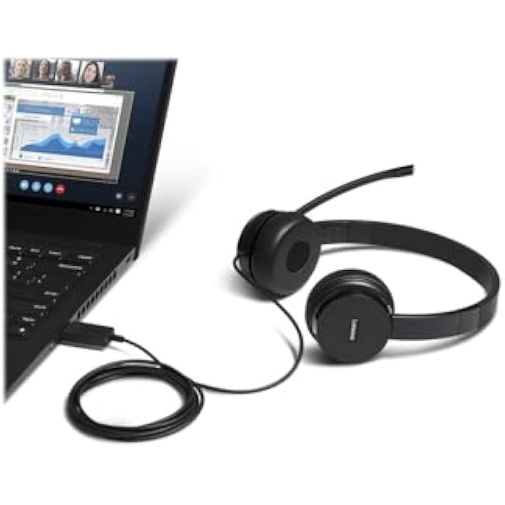Lenovo 100 USB Stereo Headset – Wired Over-the-Head Binaural Headphones