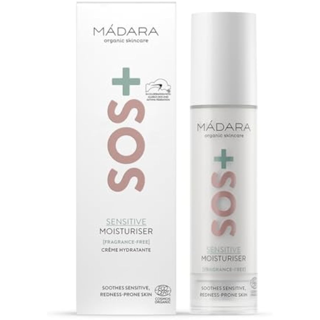 MÁDARA SOS+ Sensitive Face Moisturiser – Organic Hydrating Cream, 50ml
