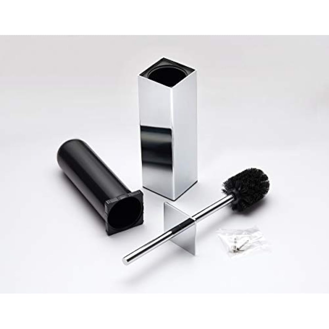 BGL Chrome Stainless Steel Square Floor Standing Toilet Brush Holder