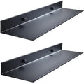 YUET Black Stainless Steel Floating Shelves – 2 Pack No Drill Wall Caddy