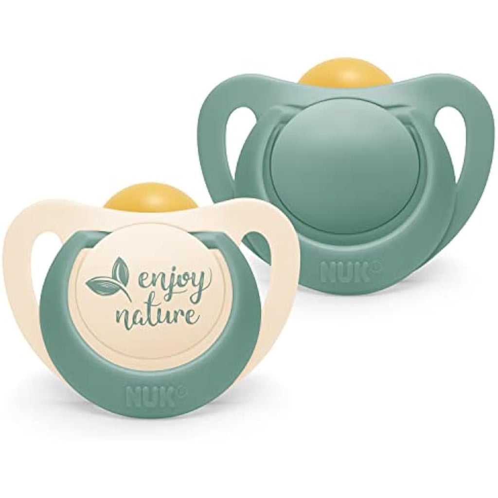 NUK for Nature Natural Rubber Soothers | 18-36 Months | Eucalyptus Green