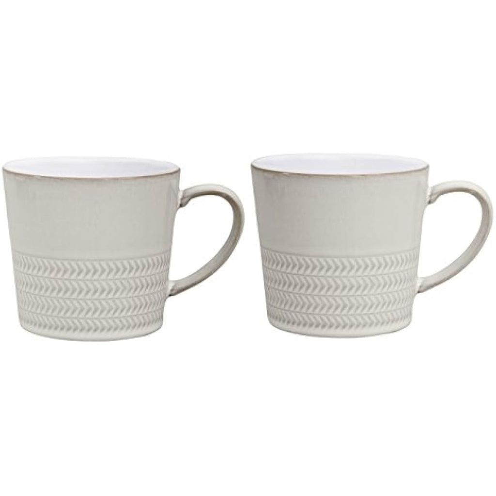 Denby Natural Canvas Textured Stoneware Coffee Mugs, Cream, Set of 2