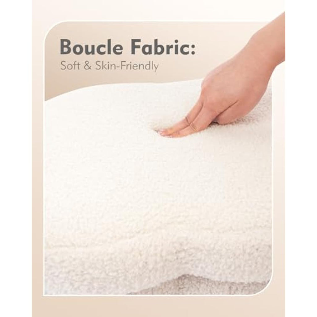 Bonlife White Boucle Storage Ottoman – Folding Teddy Flower Toy Chest