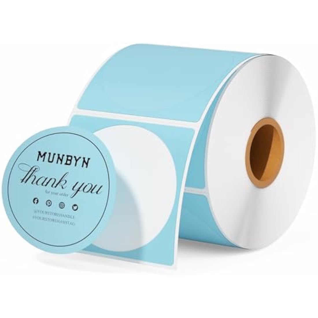 MUNBYN 2" Blue Round Thermal Sticker Labels | 50x50mm Circle Roll (750 Labels)