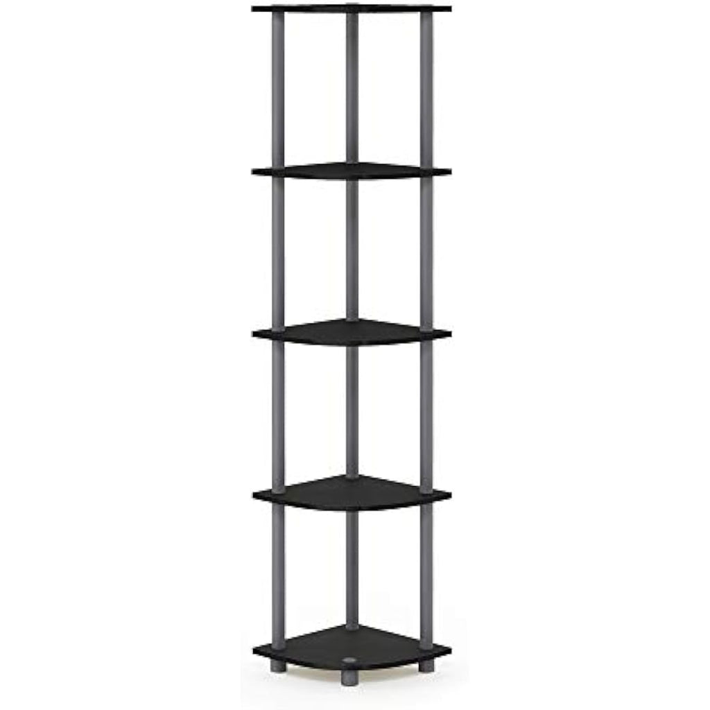 Furinno 5-Tier Corner Display Rack – Modern Space Saving Shelving Unit
