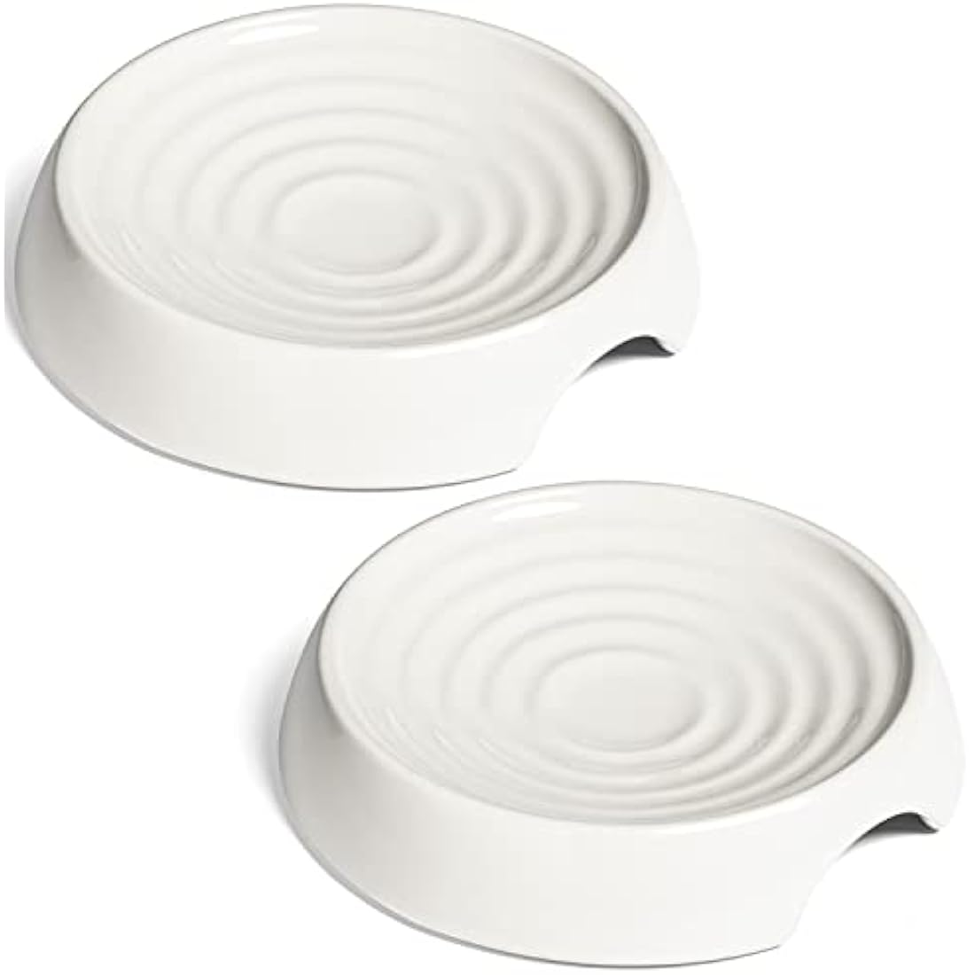 CatGuru Ceramic Cat Bowls – Whisker Fatigue Relief Shallow Dish, Set of 2