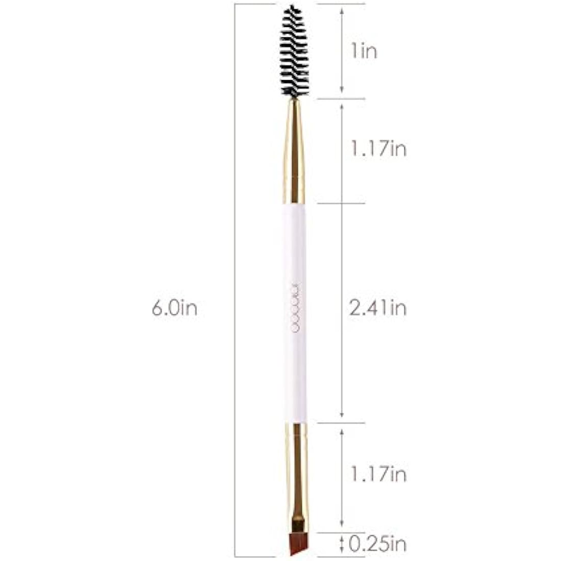 Docolor Dual-Ended Angled Eyebrow Brush and Spoolie – White Makeup Tool