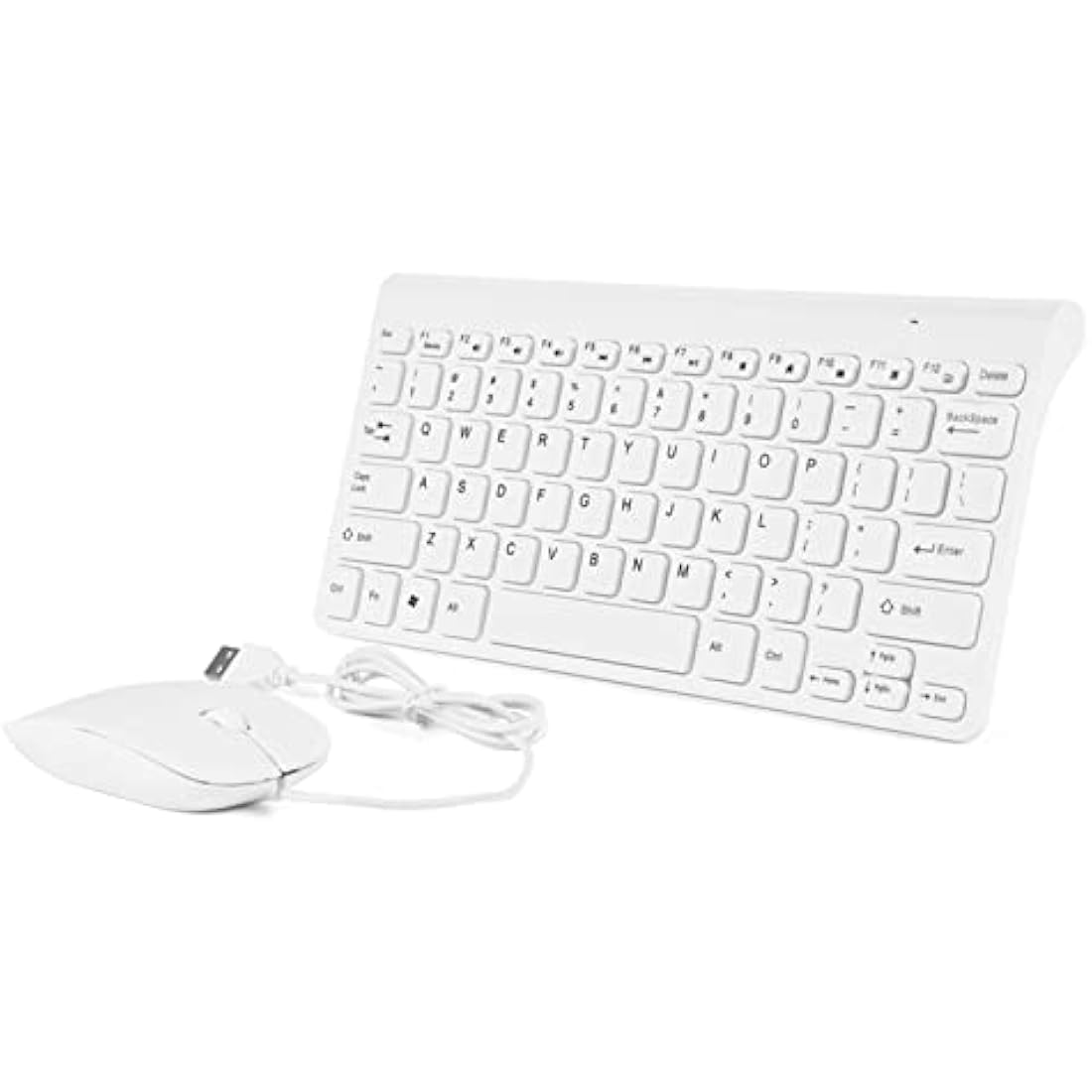 Richer-R Ultra-Thin Wired Keyboard and Mouse Set | Compact USB Combo (White)