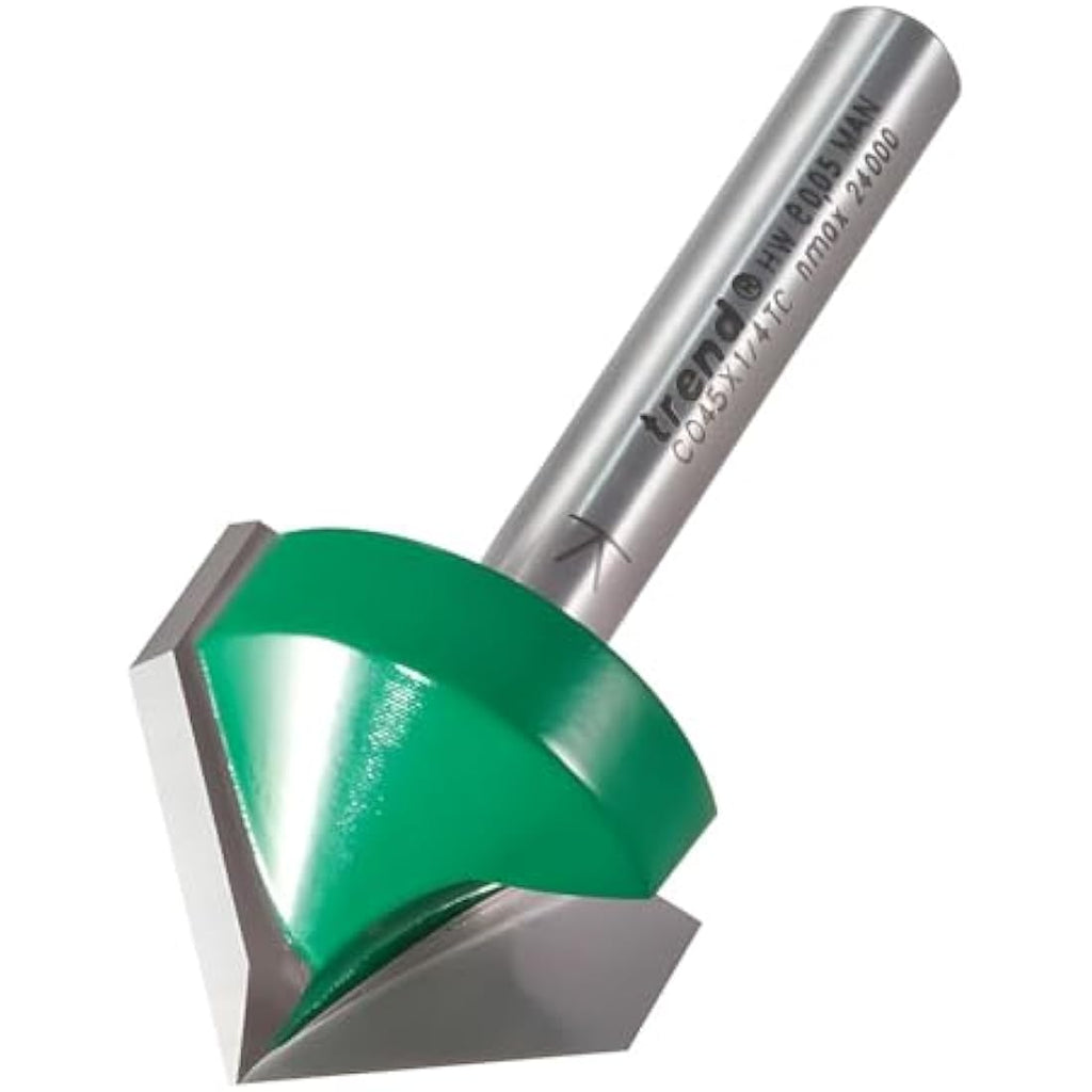Trend CraftPro 45 Degree Chamfer Router Bit | 1/4 Inch Shank | C045X1/4TC