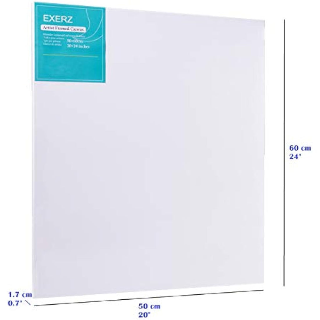 Exerz 50x60cm Pre-Stretched Cotton Canvas 4pk | Triple Primed 280GSM