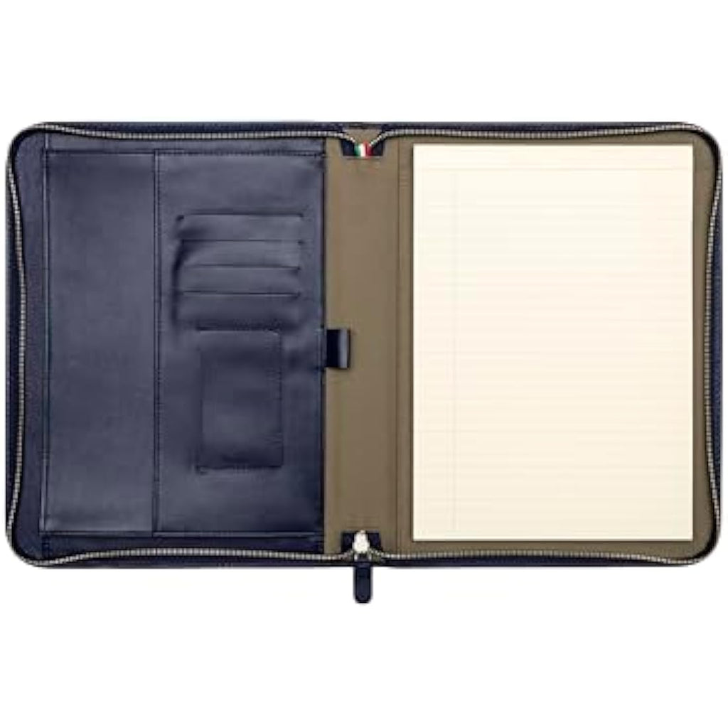 Maruse Italian Leather Portfolio – Zip-Around Laptop & iPad Folio, Navy