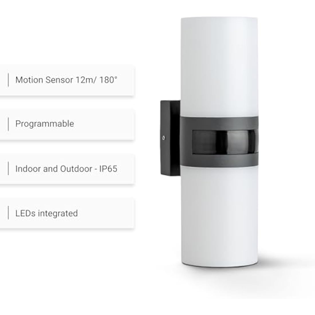 SEBSON LED Outdoor Wall Light with PIR Motion Sensor - 20W IP65 Anthracite