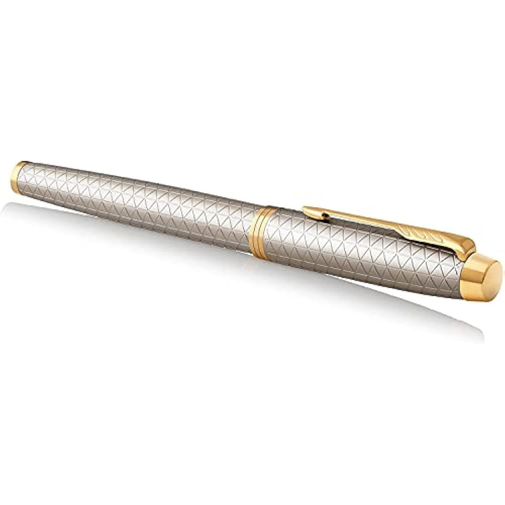 Parker IM Premium Fountain Pen – Warm Silver Champagne Diamond Pattern