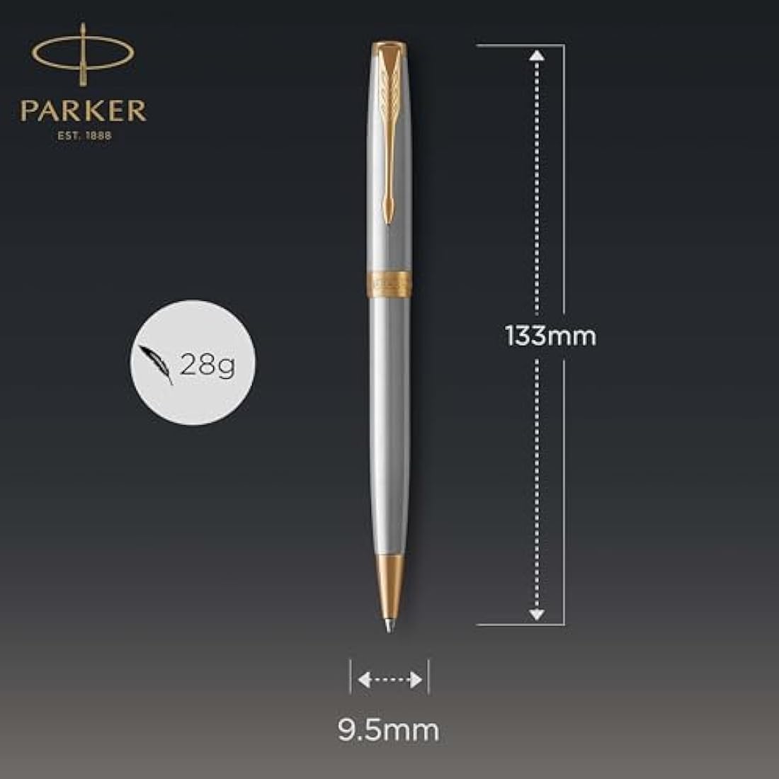 Parker Sonnet Ballpoint Pen – Stainless Steel with Gold Trim