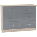 Seconique Nevada 6 Drawer Chest – Grey Gloss & Light Oak Dresser