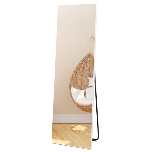 Vasemouh Full Length Mirror | 140x51cm White Floor or Wall Mounted Mirror