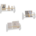 Kids Cloud Floating Shelves - Set of 3 White Wall Bookshelves