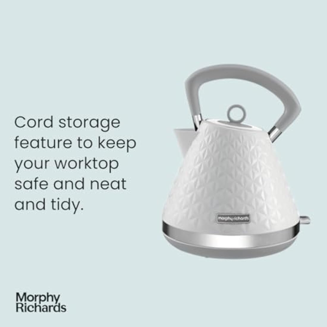 Morphy Richards Vector Pyramid Kettle – 1.5L Rapid Boil White