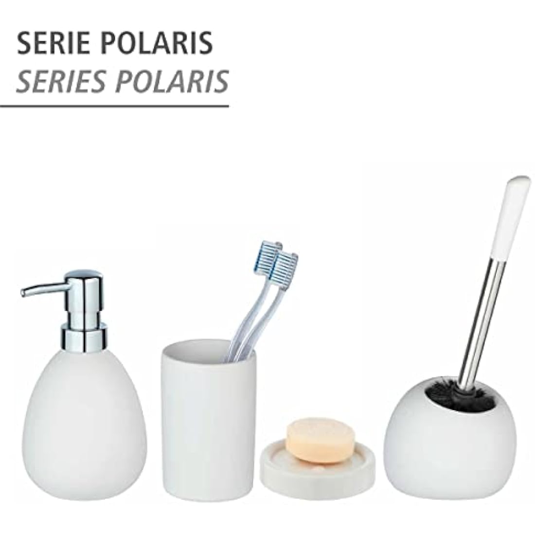 WENKO Polaris Soap Dispenser – Matt White Ceramic Liquid Soap Pump