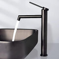 SHANFO Matte Black Tall Basin Tap – Stainless Steel Bathroom Faucet