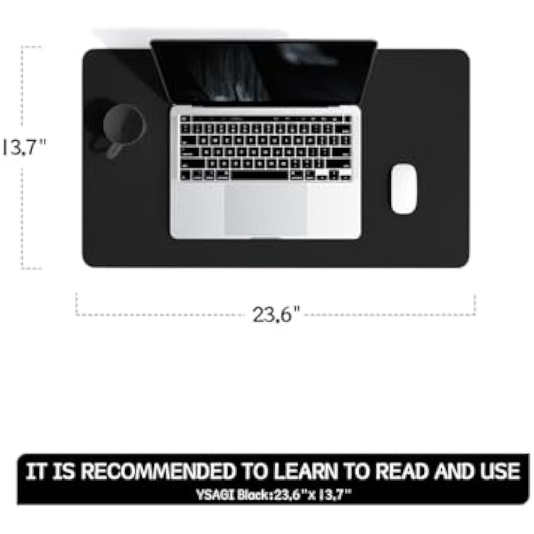 YSAGi Waterproof PVC Leather Desk Pad – Non-Slip Writing Mat, Black