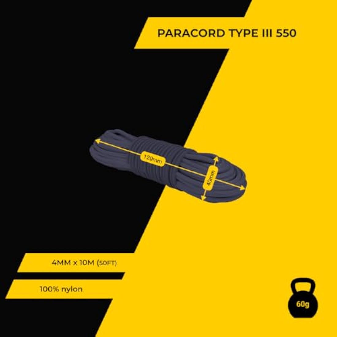 EDCX 550 Paracord Type III – 4mm Nylon Rope for DIY, Camping & Survival