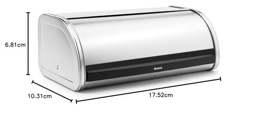 Brabantia Roll Top Bread Bin – Matt Steel Space Saving Kitchen Storage