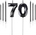 70th Birthday Candles – Black and Gold Number 70 Cake Topper