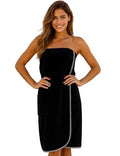 Morgenstern Women's Cotton Towel Wrap – Black Terrycloth Sauna Dress
