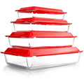 4-Piece Tempered Glass Baking Dish Set with Lids – Oven Safe