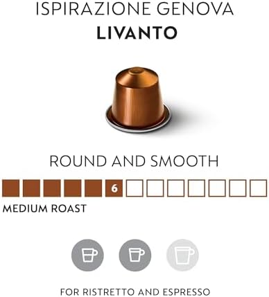 Nespresso Livanto Coffee Capsules - 50 Count Medium Roast Arabica