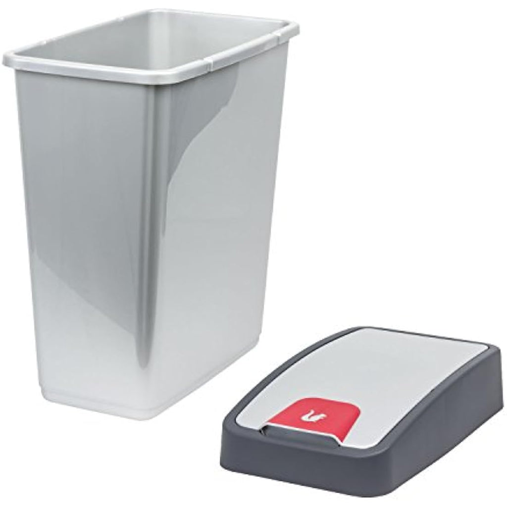 Keeeper Magne Waste Bin | 45L Flip Lid Soft Touch Trash Can - Silver