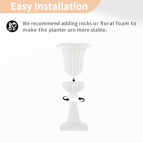 Jolof Store 2-Piece Classic Urn Planter | 50cm Tall Plastic Pedestal Pot
