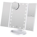 WEILY Tri-fold LED Makeup Mirror | 2X/3X Magnification Vanity Mirror - White