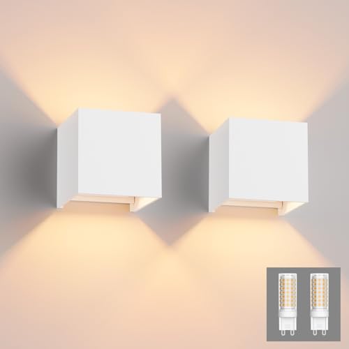 Klighten 2PCS Modern LED Wall Sconce – Up and Down Indoor Lamp, 3000K White
