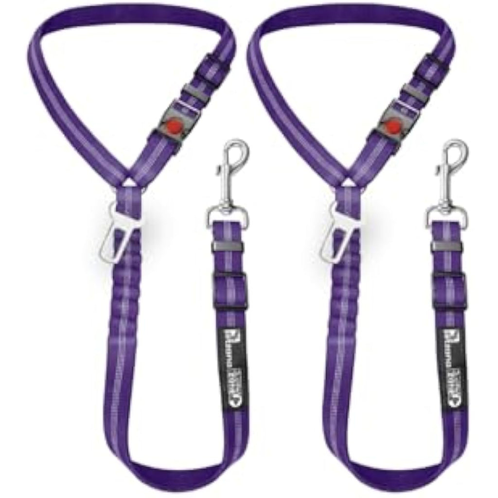 PETZANA Dog Car Seat Belt – 2-Pack Adjustable Bungee Safety Restraint