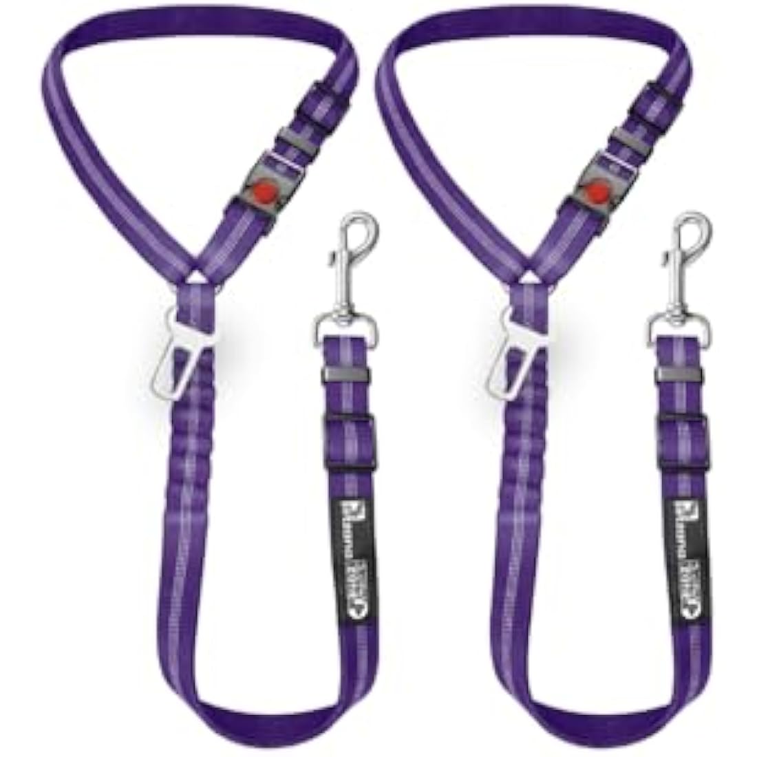PETZANA Dog Car Seat Belt – 2-Pack Adjustable Bungee Safety Restraint
