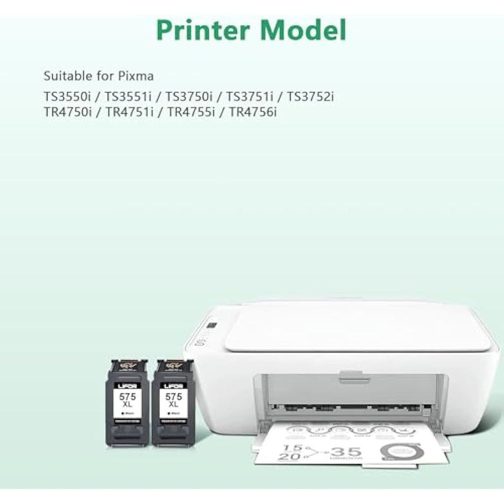 LIFOR PG-575XL Black Ink Cartridges for Canon Pixma TR4750i TS3550i (2-Pack)