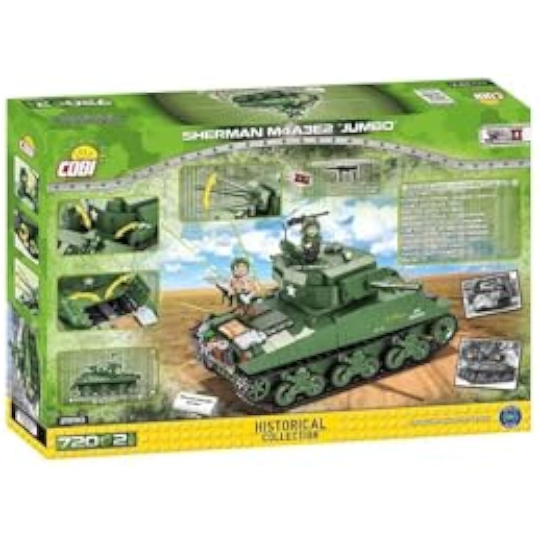 COBI Sherman M4A3E2 Jumbo Tank Model Kit - 720 Piece Building Blocks