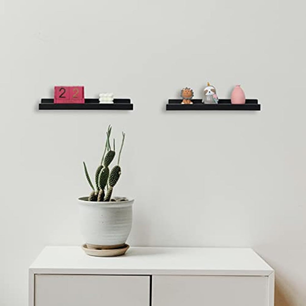 PHOENANCEE 43cm Solid Wood Floating Shelves - Rustic Wall Ledge, Set of 2