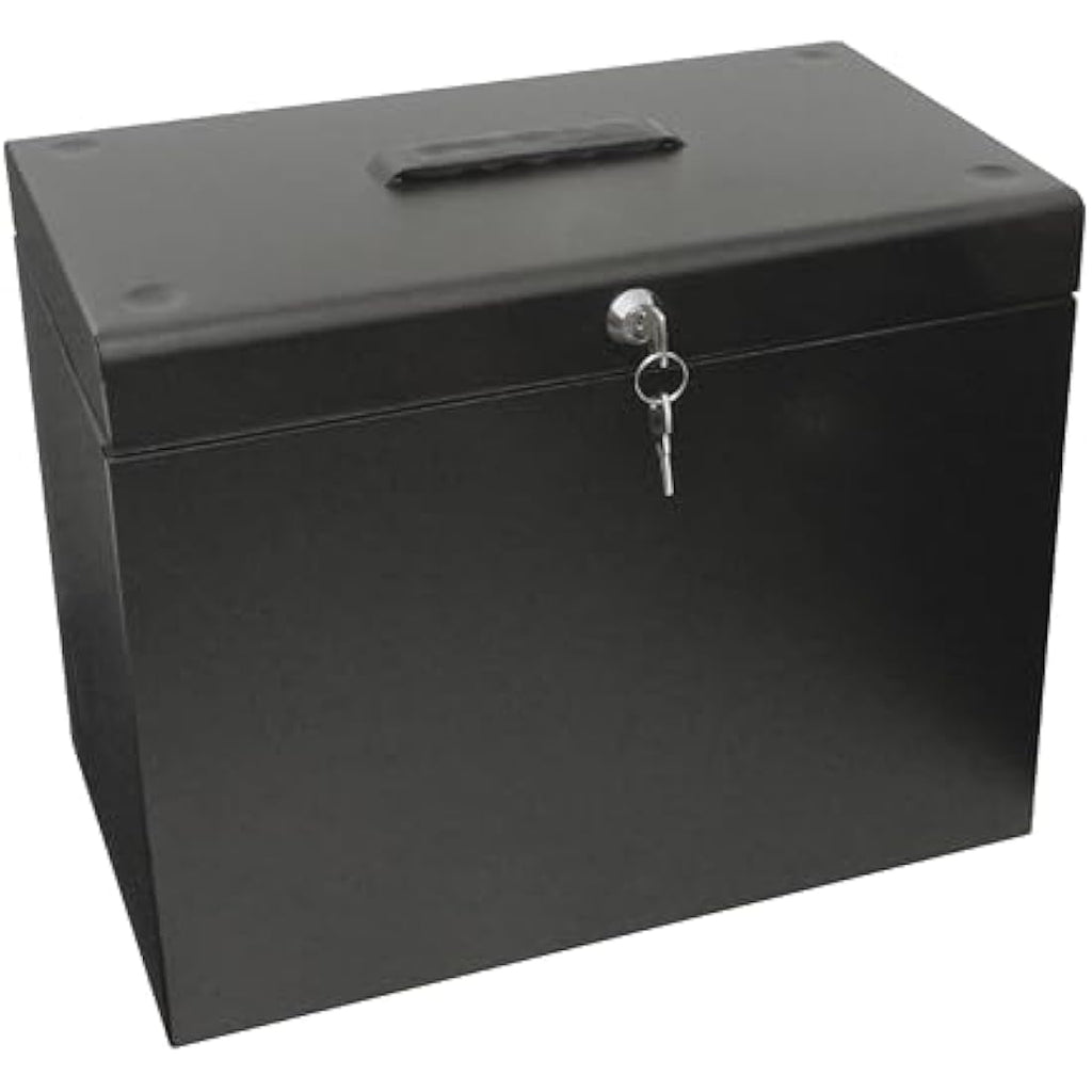 Cathedral A4 Steel File Box with 5 Suspension Files & Lock – Black