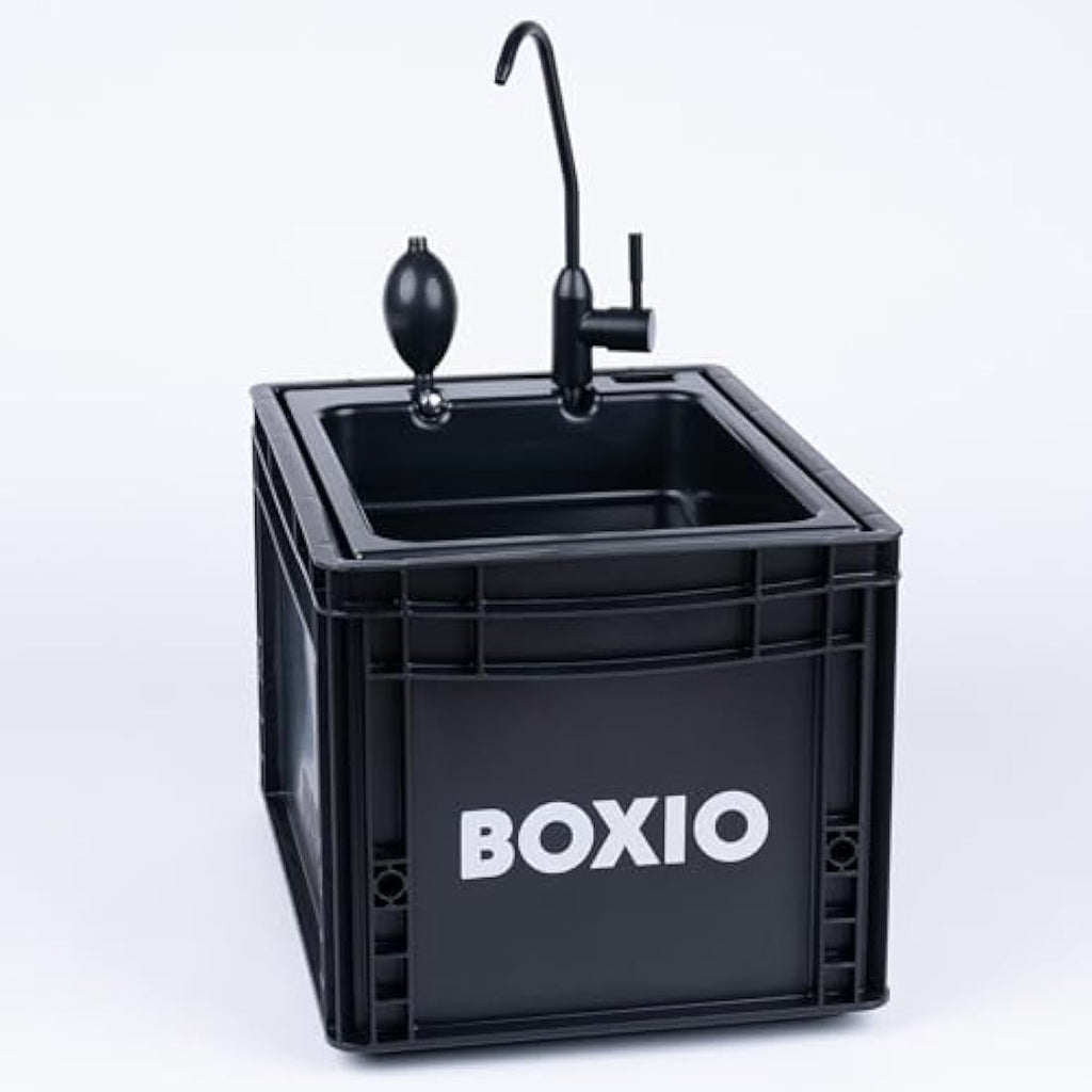 BOXIO WASH - Mobile Camping Sink with Hand Pump and 5L Tank | Black