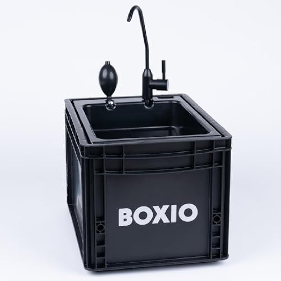 BOXIO WASH - Mobile Camping Sink with Hand Pump and 5L Tank | Black