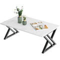 Modern Rectangular Coffee Table | Black Metal Frame, White